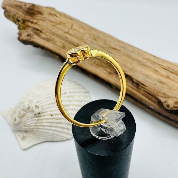 Gold Plated Sterling Silver Cz Heart Ring - Picture 4 of 6